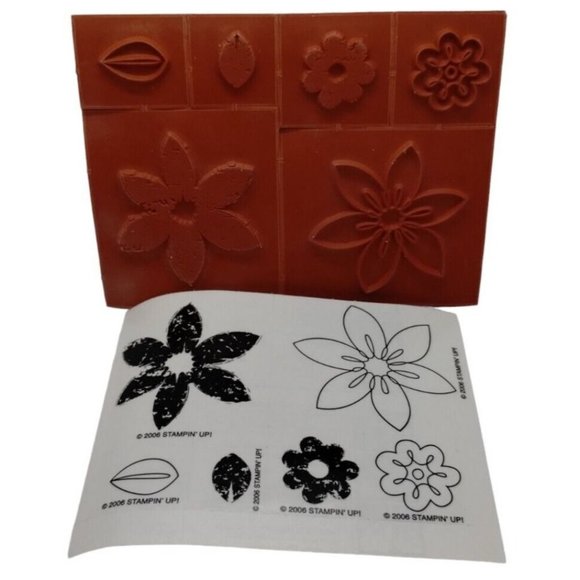 Stampin Up Bud Basics 6 Piece Rubber Stamp Kit Unmounted 2006 Two Step Stamps - Picture 2 of 4